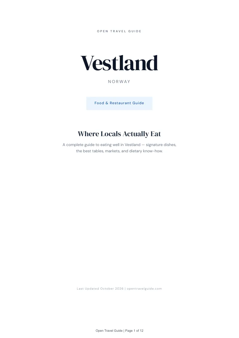 Vestland Food & Restaurant Guide: Cover