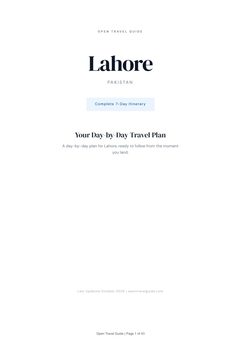 Lahore 7-Day Itinerary: Cover