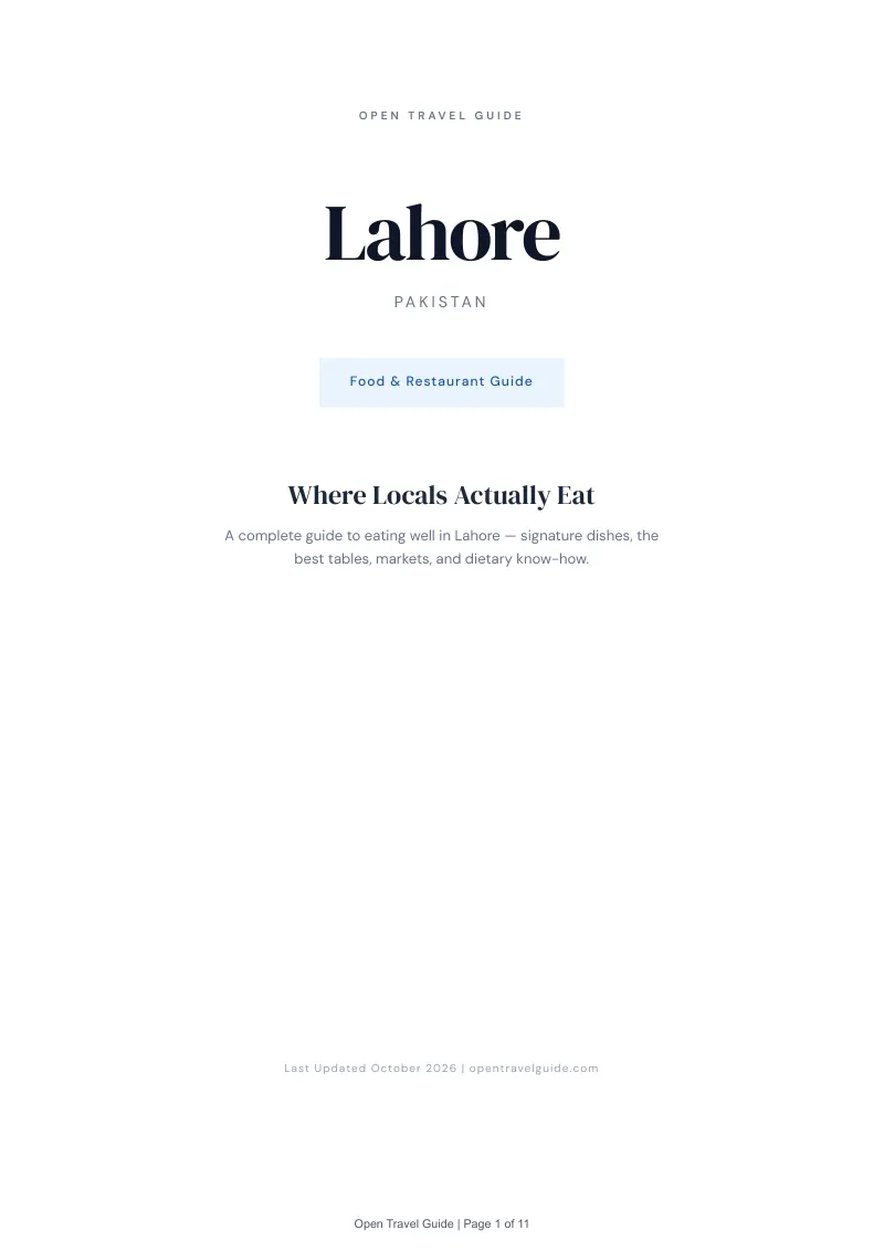 Lahore Food & Restaurant Guide: Cover