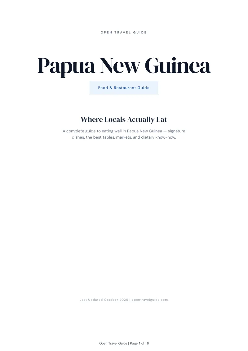 Papua New Guinea Food & Restaurant Guide: Cover
