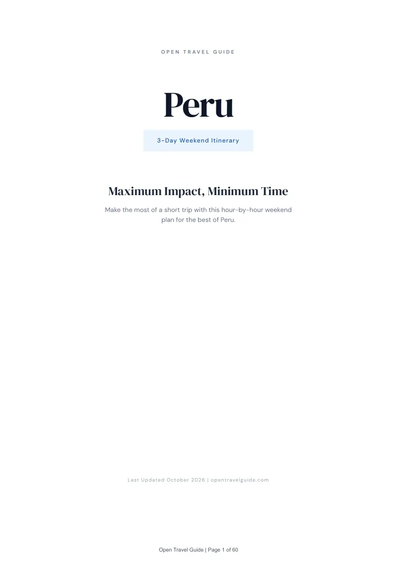 Peru 3-Day Weekend Itinerary: Cover