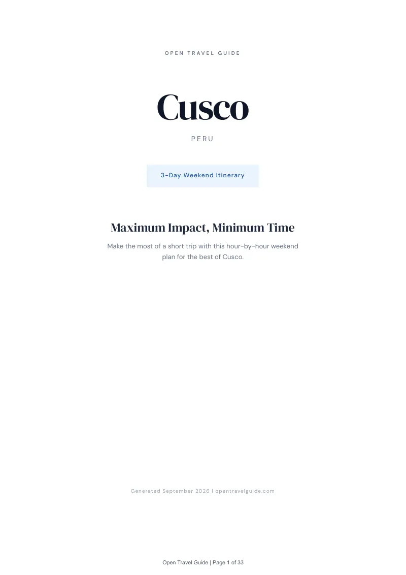 Cusco Complete Travel Bundle: 3-day itinerary · Cover