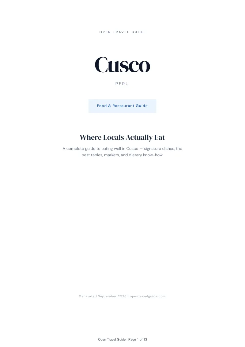Cusco Complete Travel Bundle: Food guide · Cover