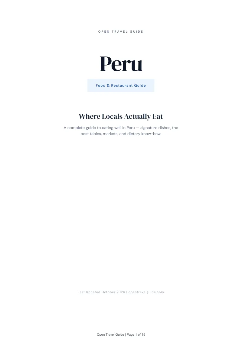Peru Food & Restaurant Guide: Cover