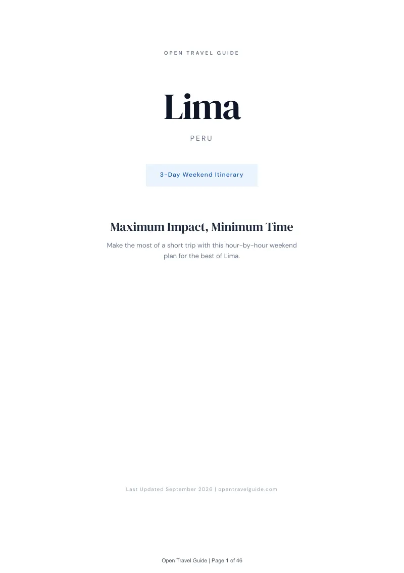 Lima Complete Travel Bundle: 3-day itinerary · Cover