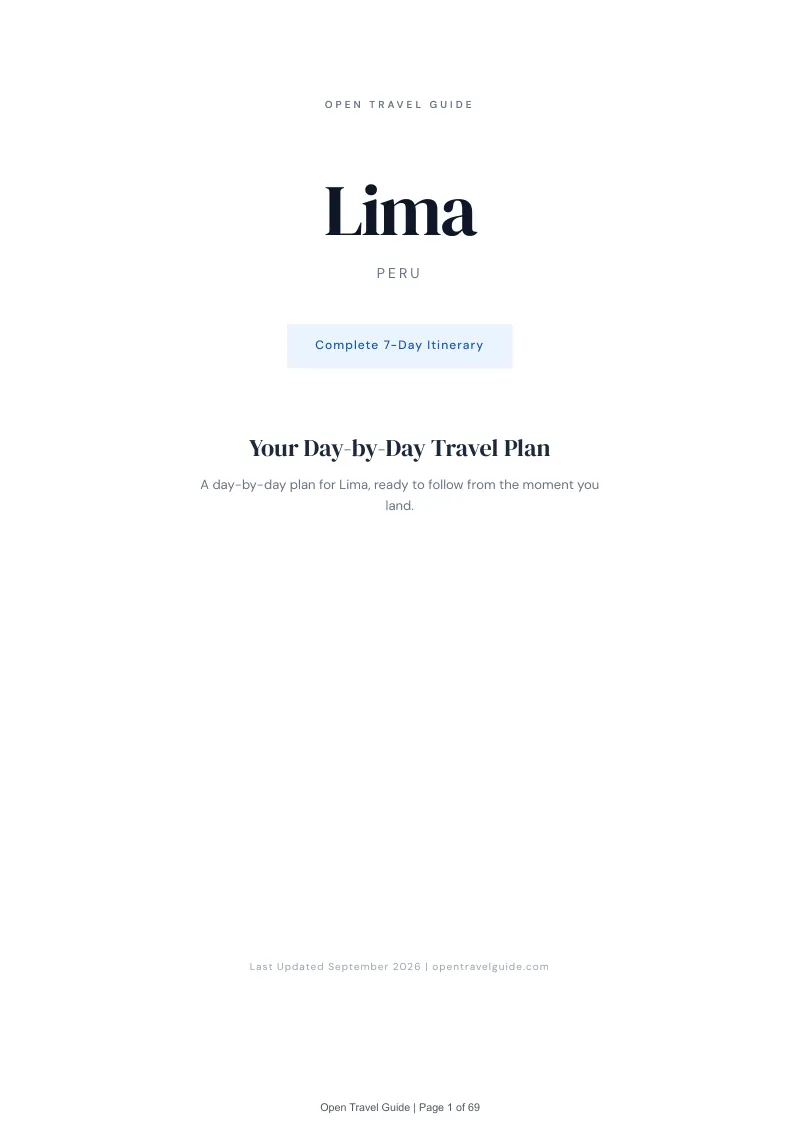 Lima Complete Travel Bundle: 7-day itinerary · Cover
