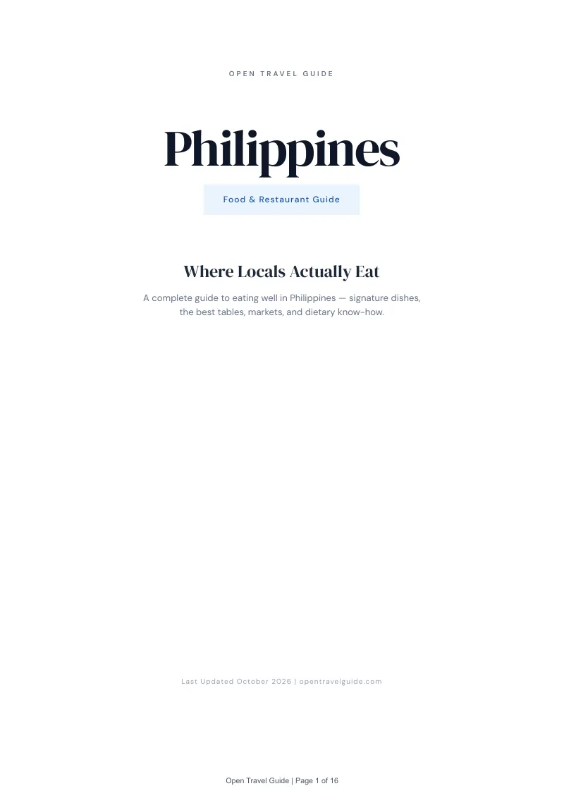Philippines Food & Restaurant Guide: Cover