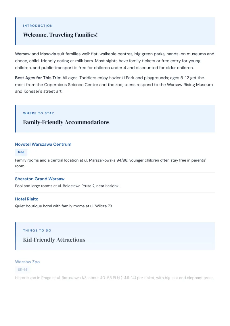Masovian Complete Travel Bundle: Family guide · Kid-Friendly Attractions