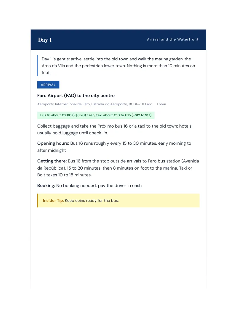 Faro Complete Travel Bundle: 7-day itinerary · Day 1