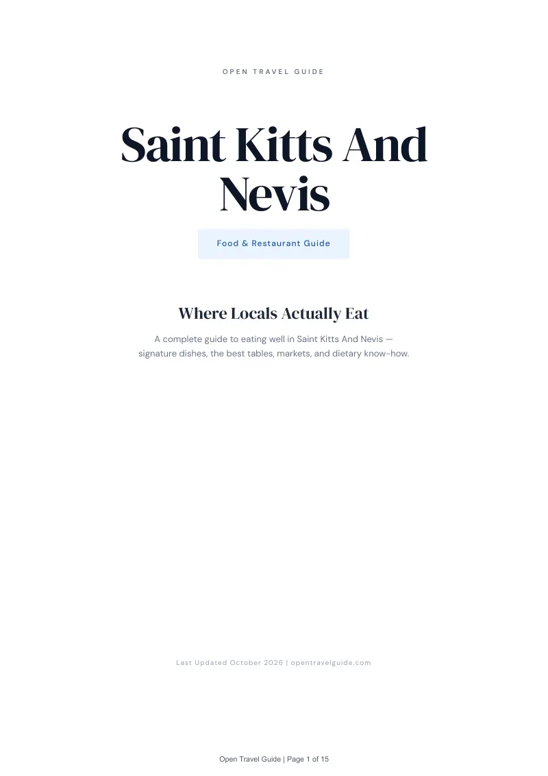 Saint Kitts And Nevis Food & Restaurant Guide: Cover