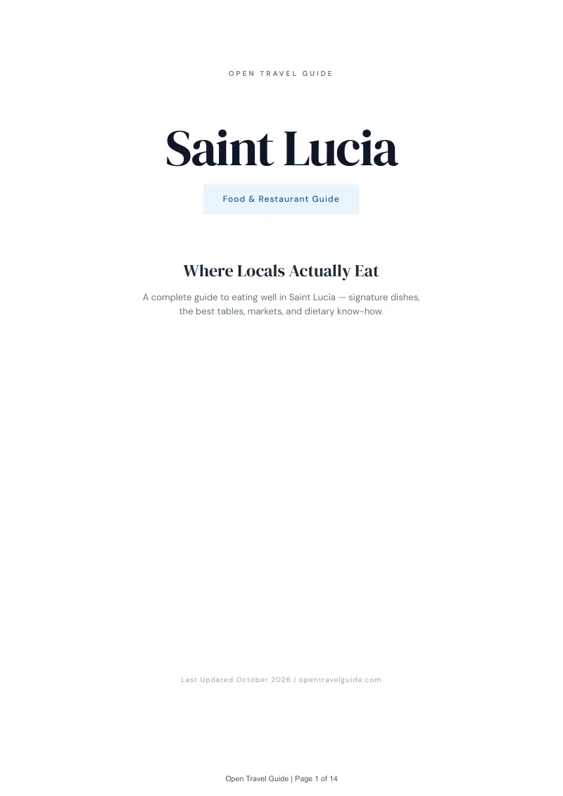 Saint Lucia Food & Restaurant Guide: Cover