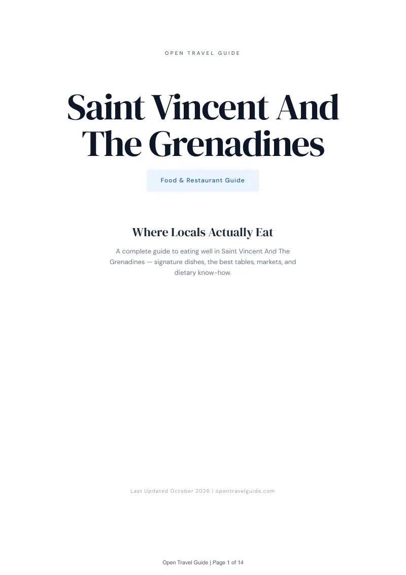 Saint Vincent And The Grenadines Food & Restaurant Guide: Cover