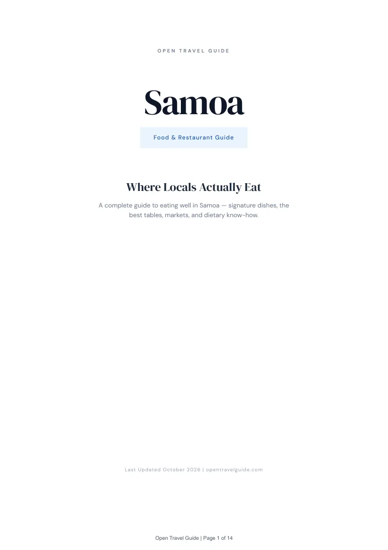 Samoa Food & Restaurant Guide: Cover