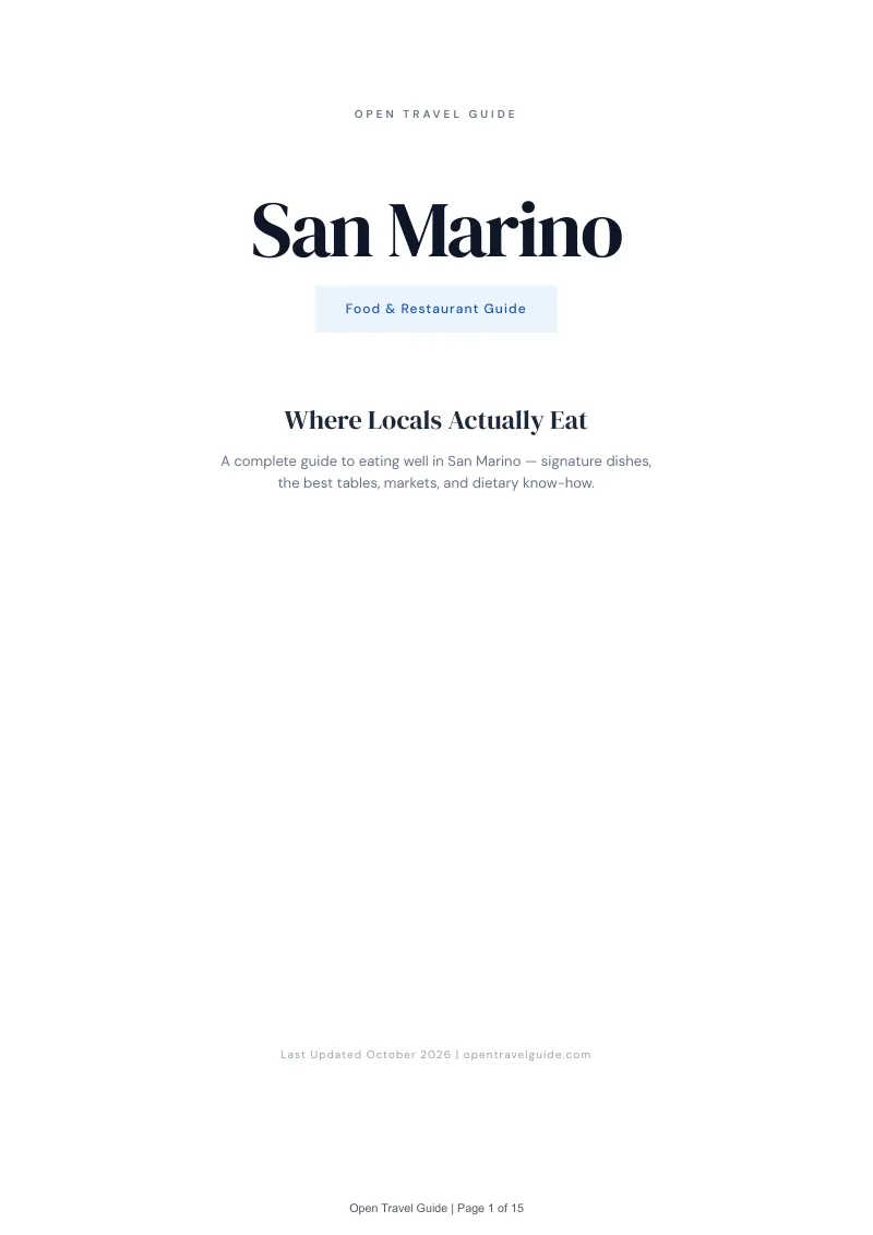 San Marino Food & Restaurant Guide: Cover