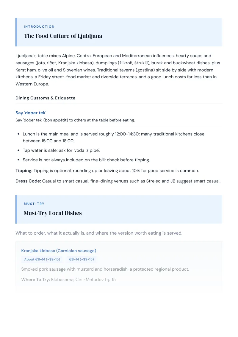 Ljubljana Complete Travel Bundle: Food guide · Must-Try Local Dishes