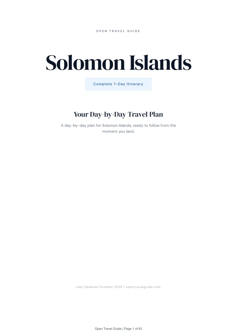 Solomon Islands 7-Day Itinerary: Cover