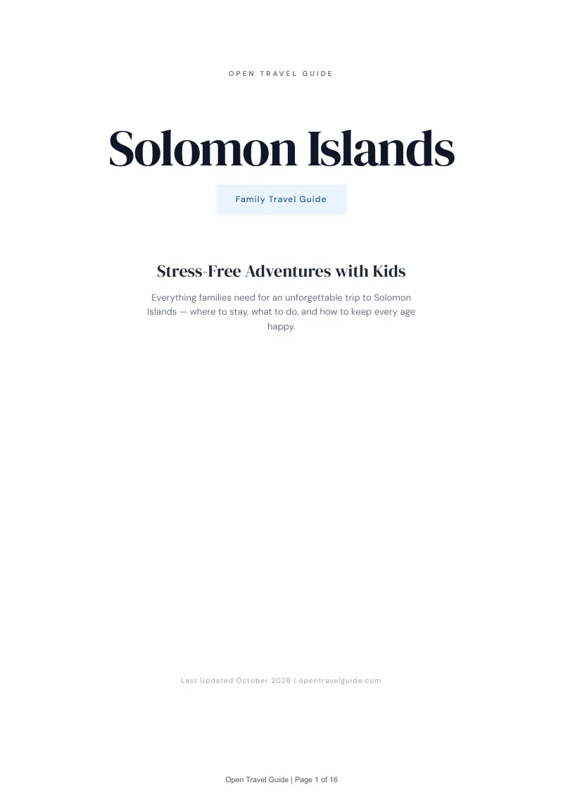 Solomon Islands Family Travel Guide: Cover