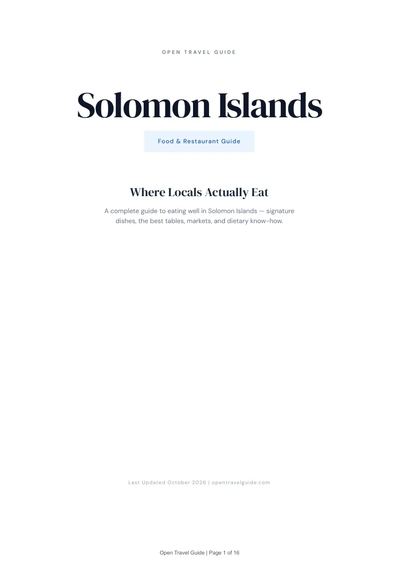 Solomon Islands Food & Restaurant Guide: Cover