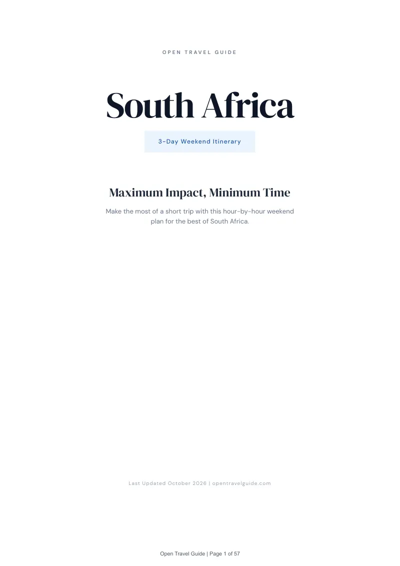 South Africa 3-Day Weekend Itinerary: Cover