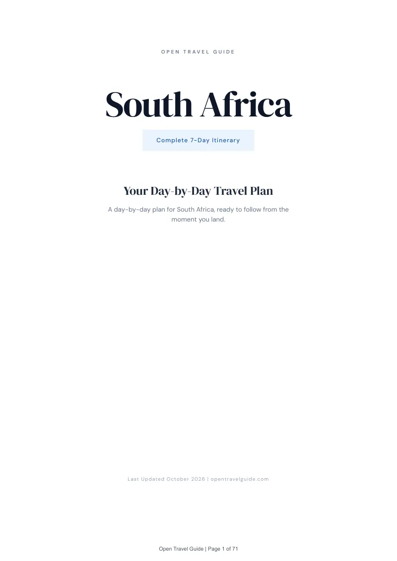 South Africa 7-Day Itinerary: Cover