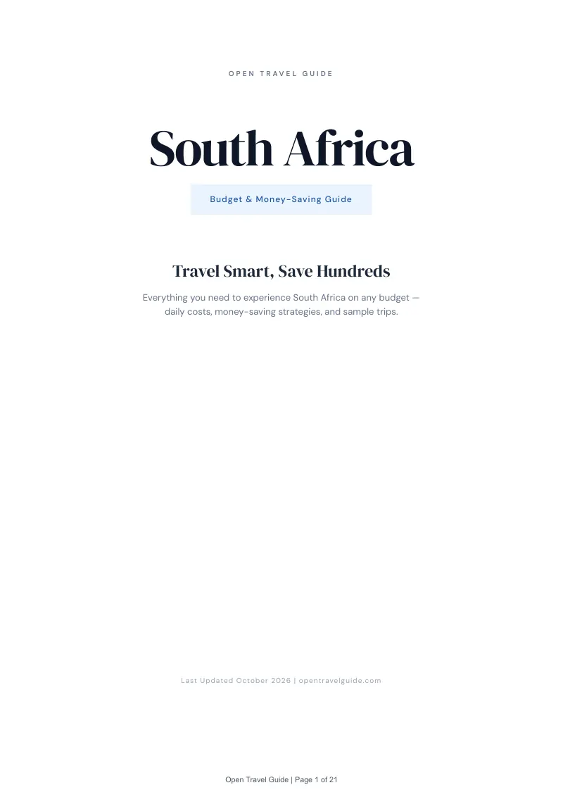 South Africa Budget & Money-Saving Guide: Cover