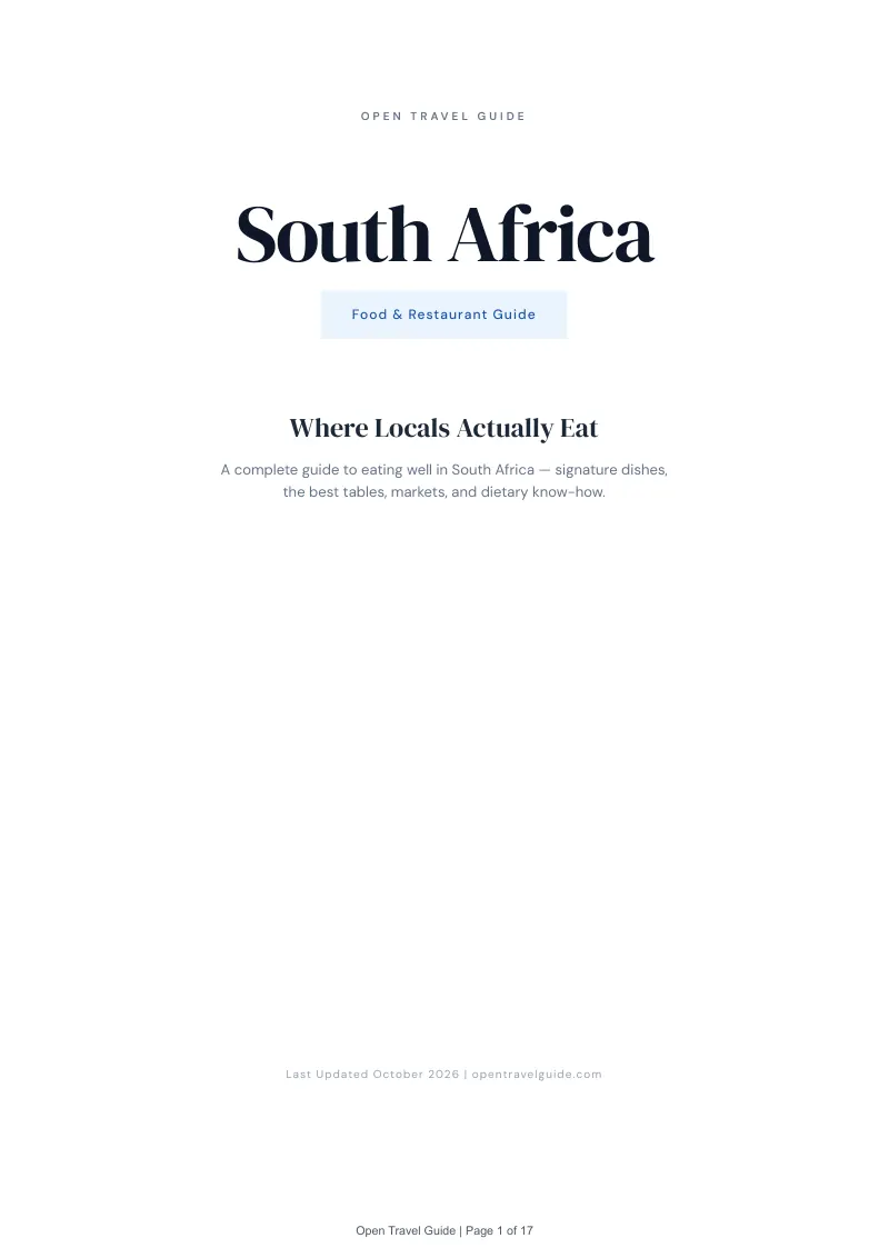 South Africa Food & Restaurant Guide: Cover