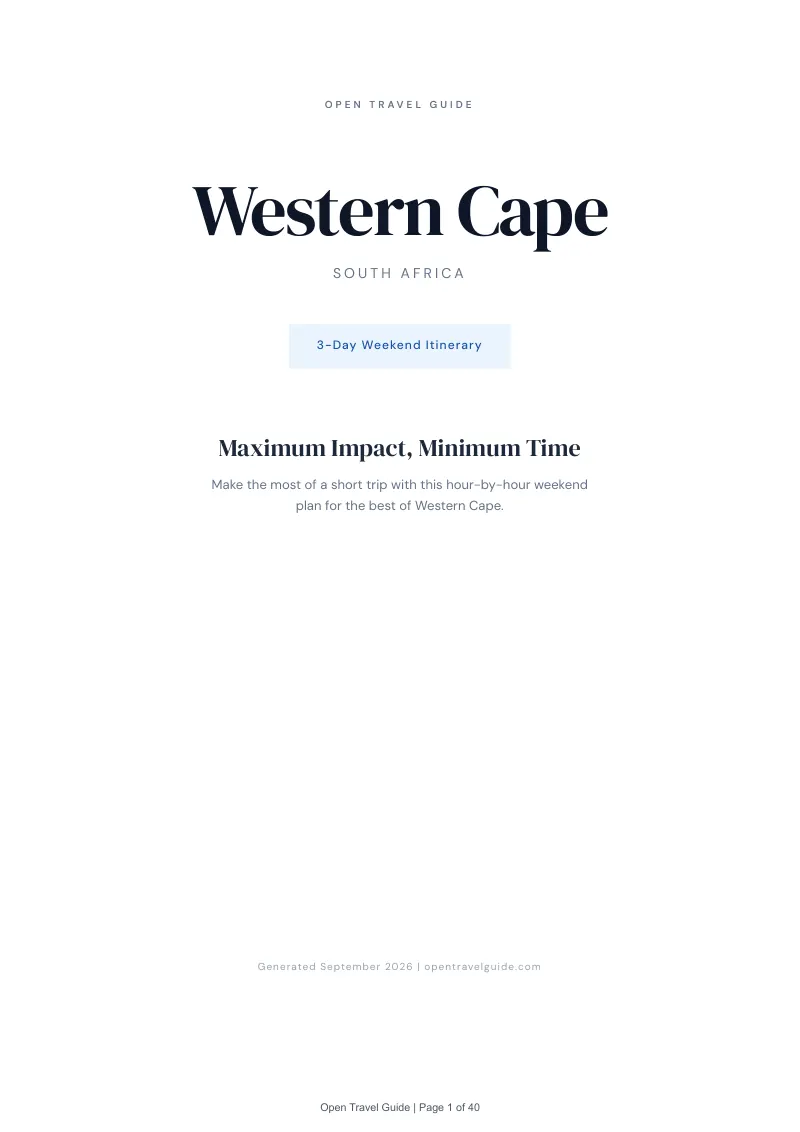 Western Cape Complete Travel Bundle: 3-day itinerary · Cover