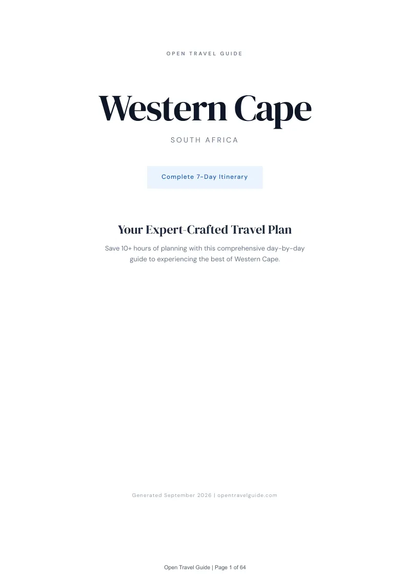 Western Cape Complete Travel Bundle: 7-day itinerary · Cover