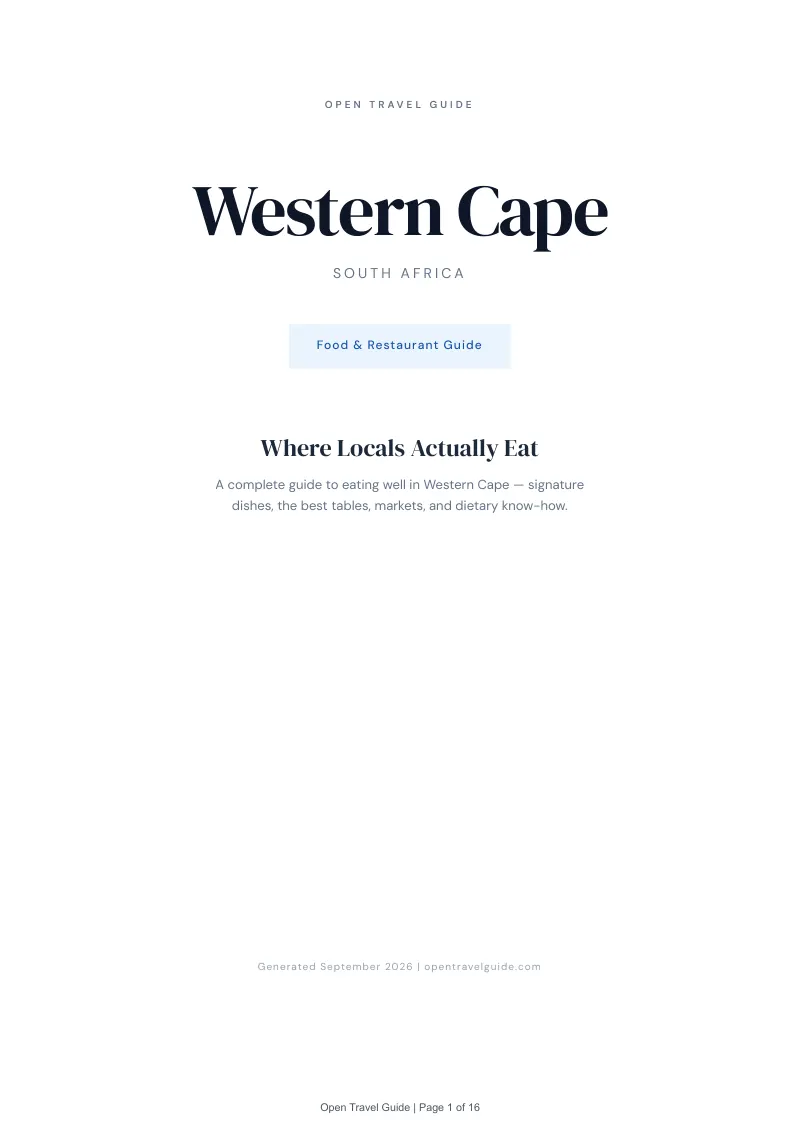 Western Cape Complete Travel Bundle: Food guide · Cover