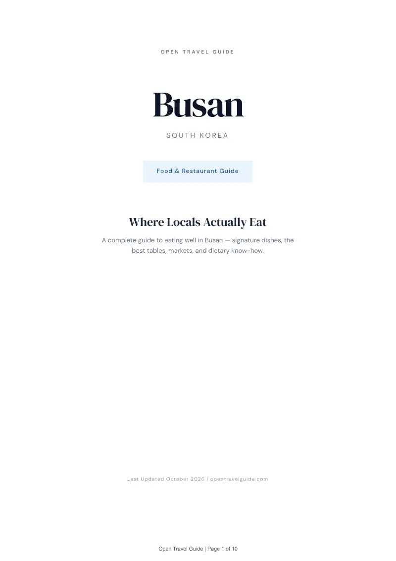 Busan Food & Restaurant Guide: Cover