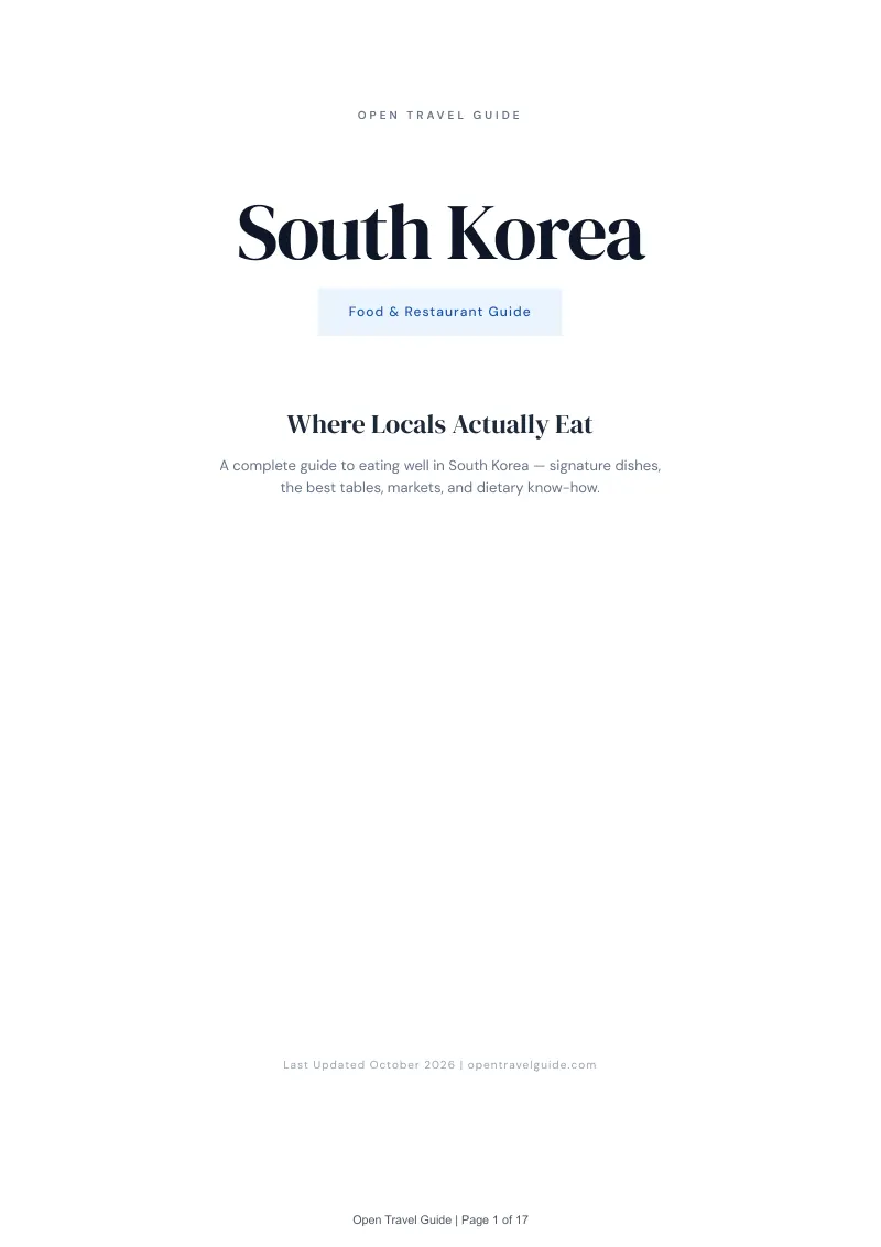 South Korea Food & Restaurant Guide: Cover