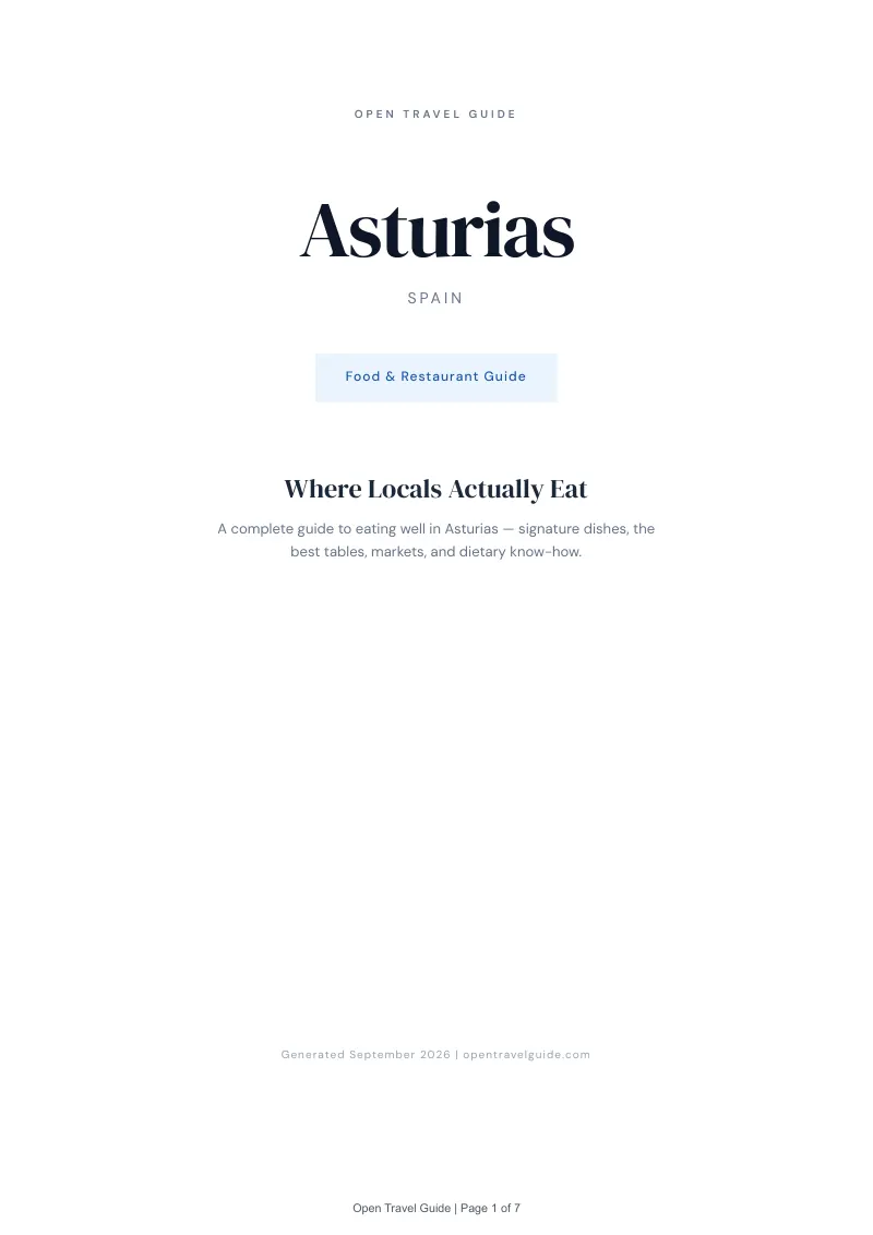 Asturias Complete Travel Bundle: Food guide · Cover