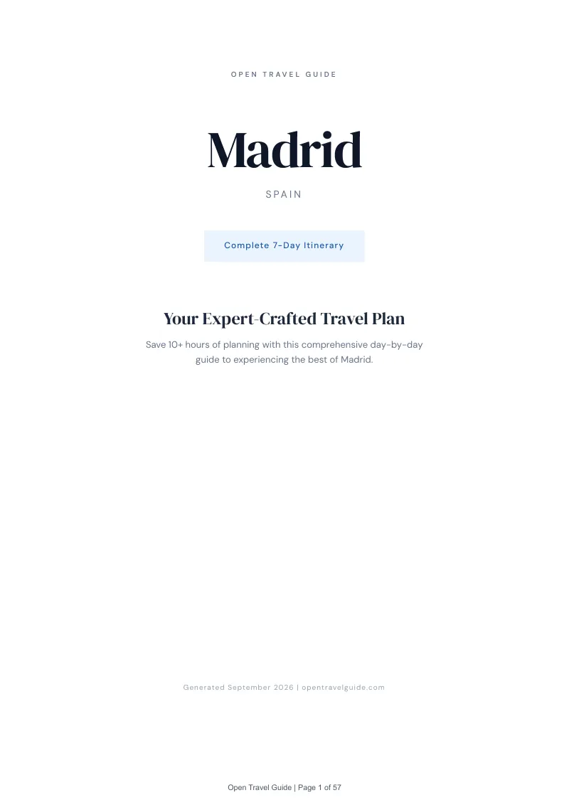 Madrid Complete Travel Bundle: 7-day itinerary · Cover