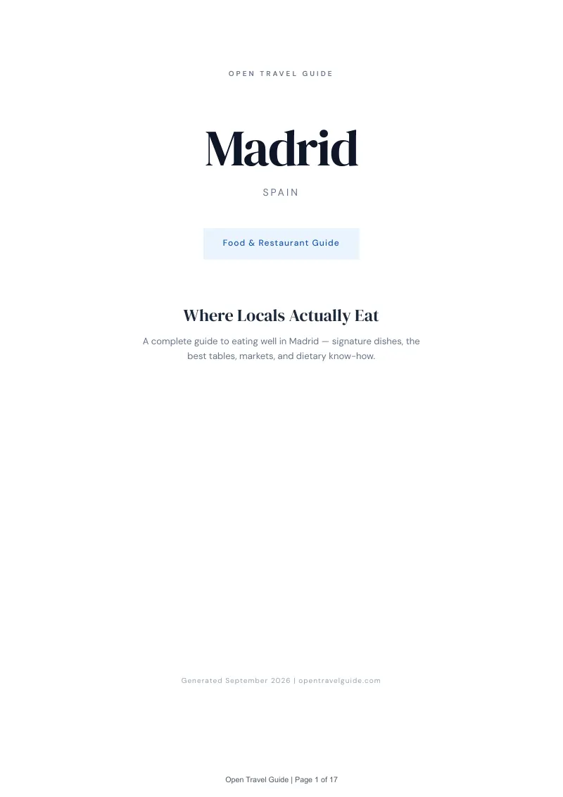 Madrid Complete Travel Bundle: Food guide · Cover