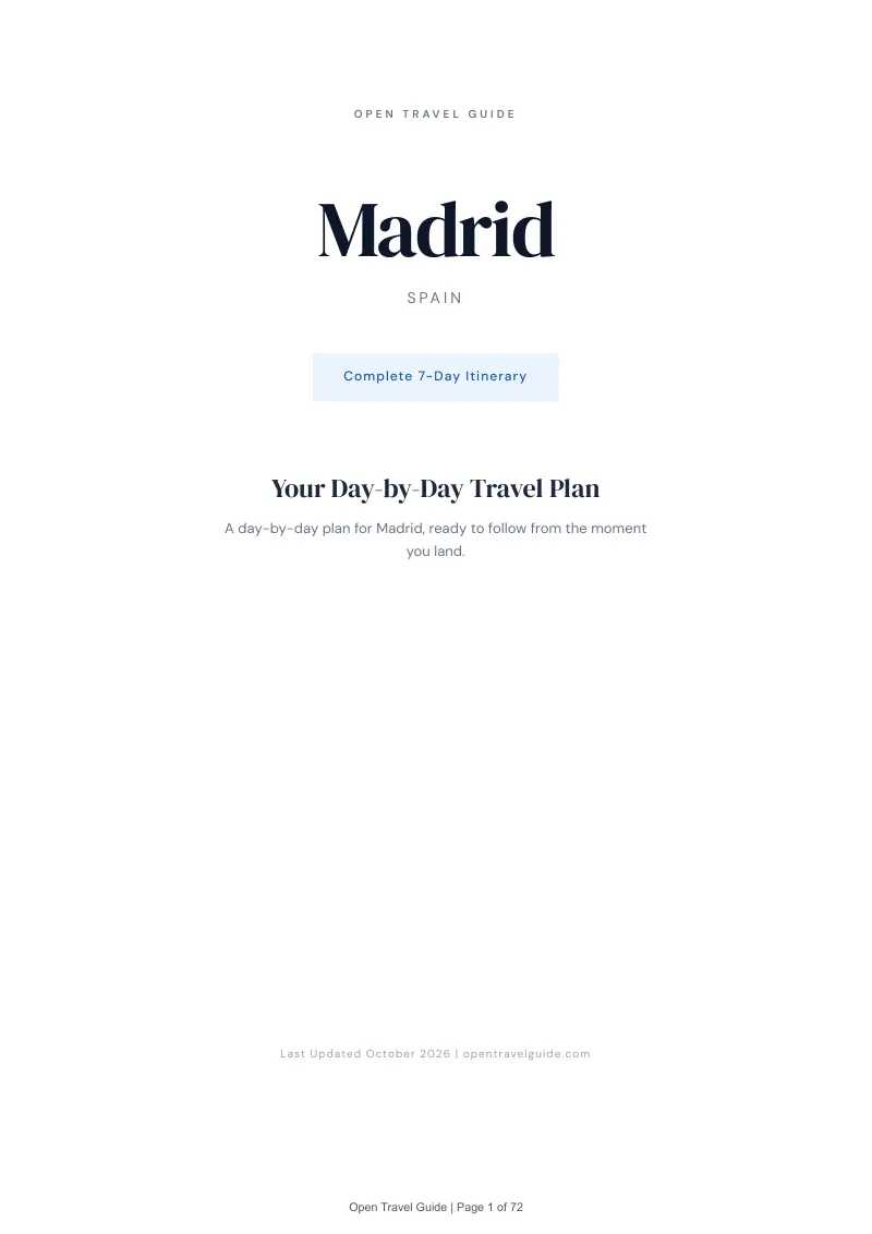 Madrid 7-Day Itinerary: Cover