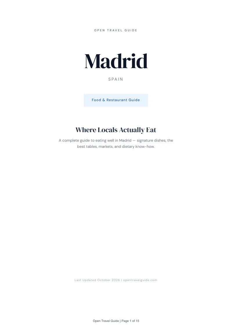 Madrid Food & Restaurant Guide: Cover
