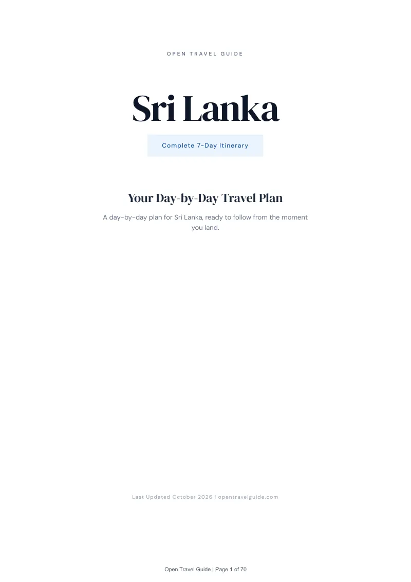 Sri Lanka 7-Day Itinerary: Cover