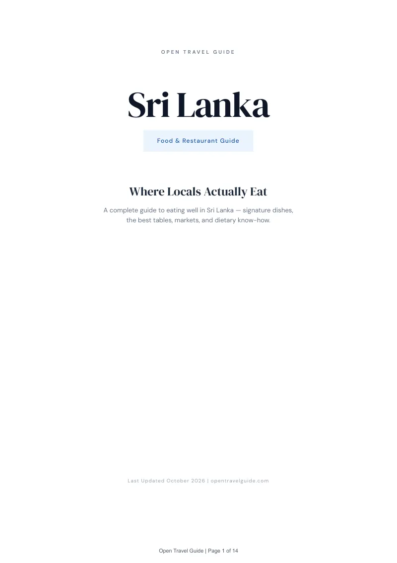 Sri Lanka Food & Restaurant Guide: Cover
