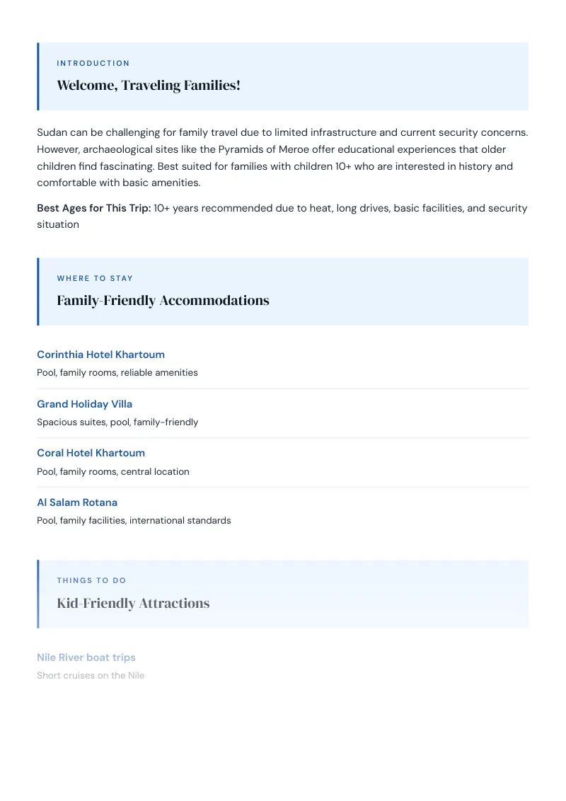 Sudan Complete Travel Bundle: Family guide · Kid-Friendly Attractions