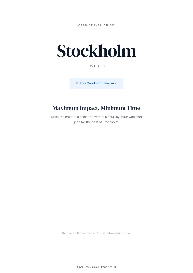Stockholm Complete Travel Bundle: 3-day itinerary · Cover