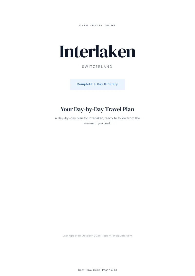 Interlaken 7-Day Itinerary: Cover