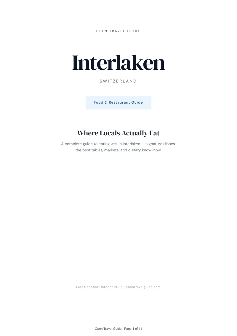 Interlaken Food & Restaurant Guide: Cover