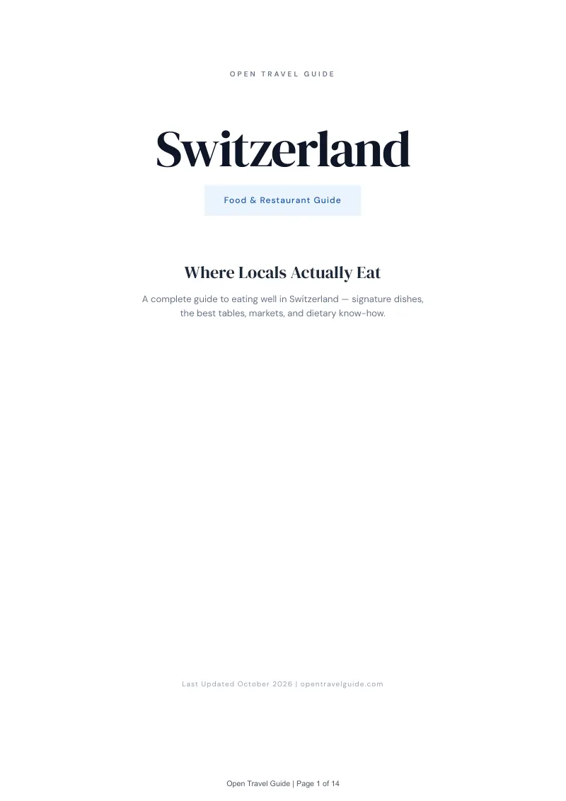Switzerland Food & Restaurant Guide: Cover
