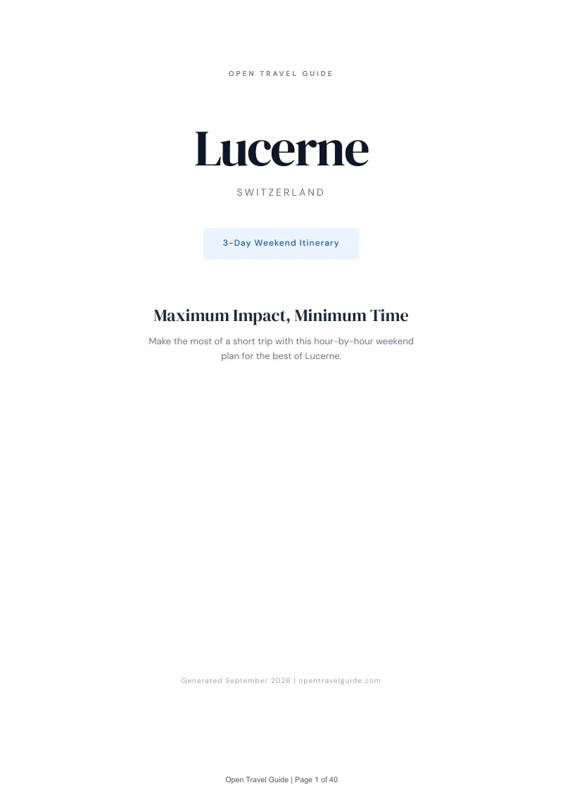 Lucerne Complete Travel Bundle: 3-day itinerary · Cover