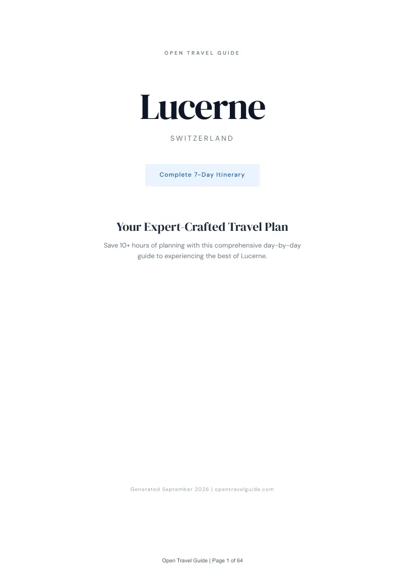 Lucerne Complete Travel Bundle: 7-day itinerary · Cover