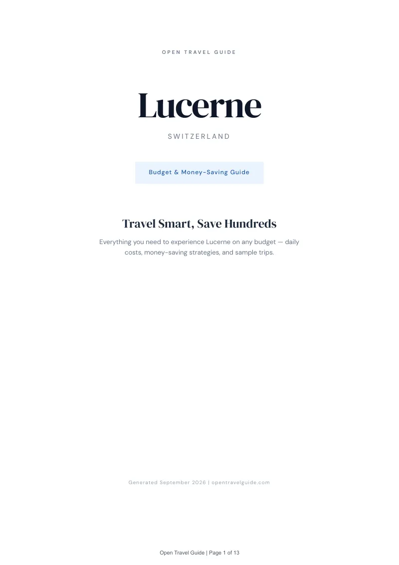 Lucerne Complete Travel Bundle: Budget guide · Cover