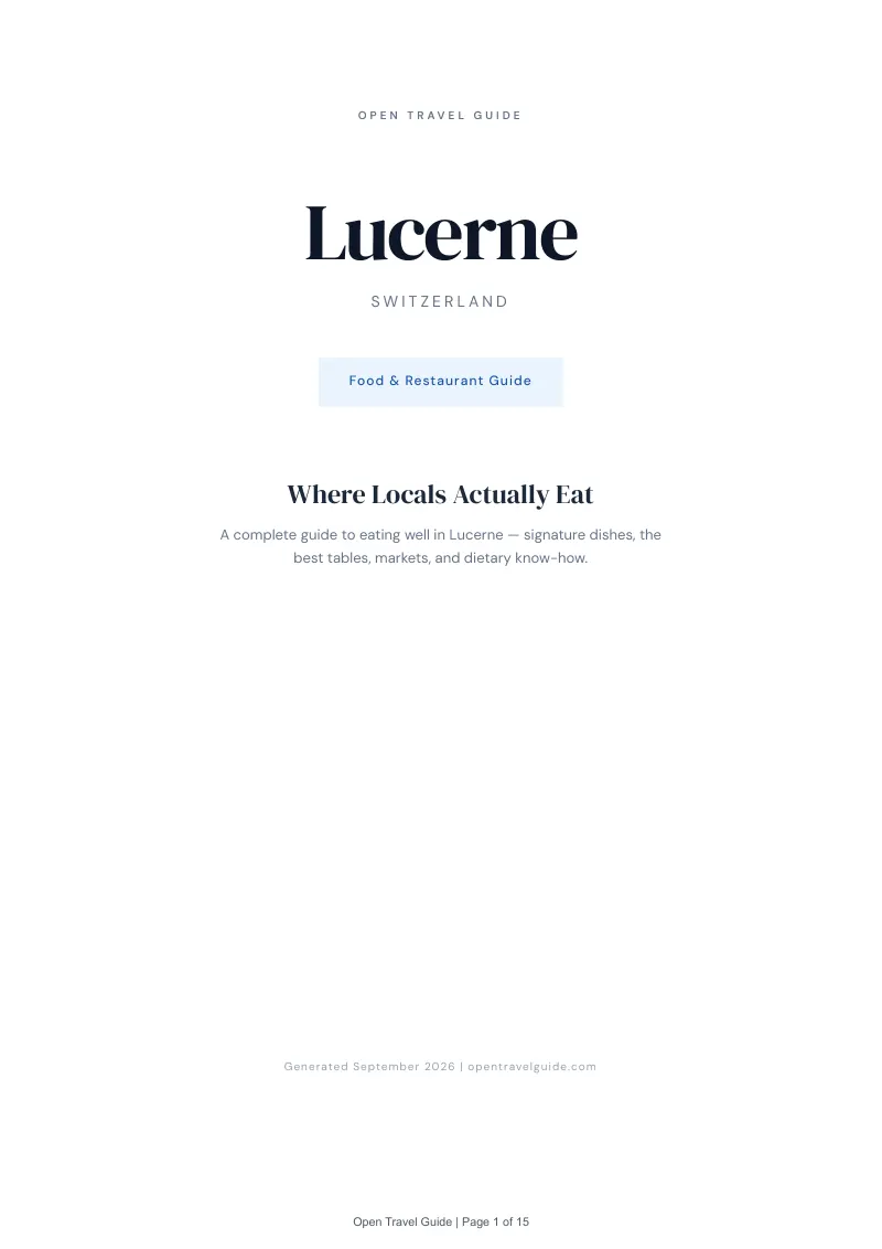 Lucerne Complete Travel Bundle: Food guide · Cover