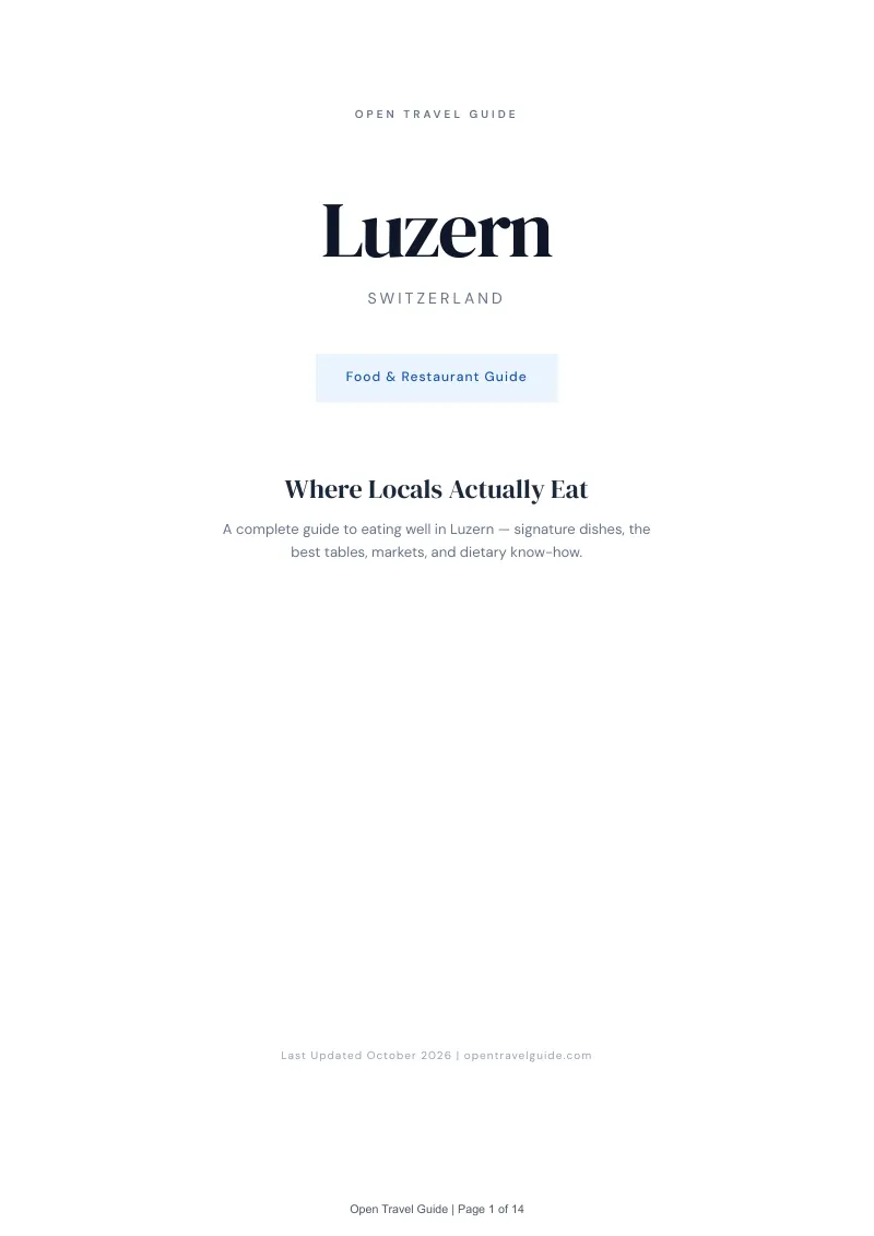 Luzern Food & Restaurant Guide: Cover