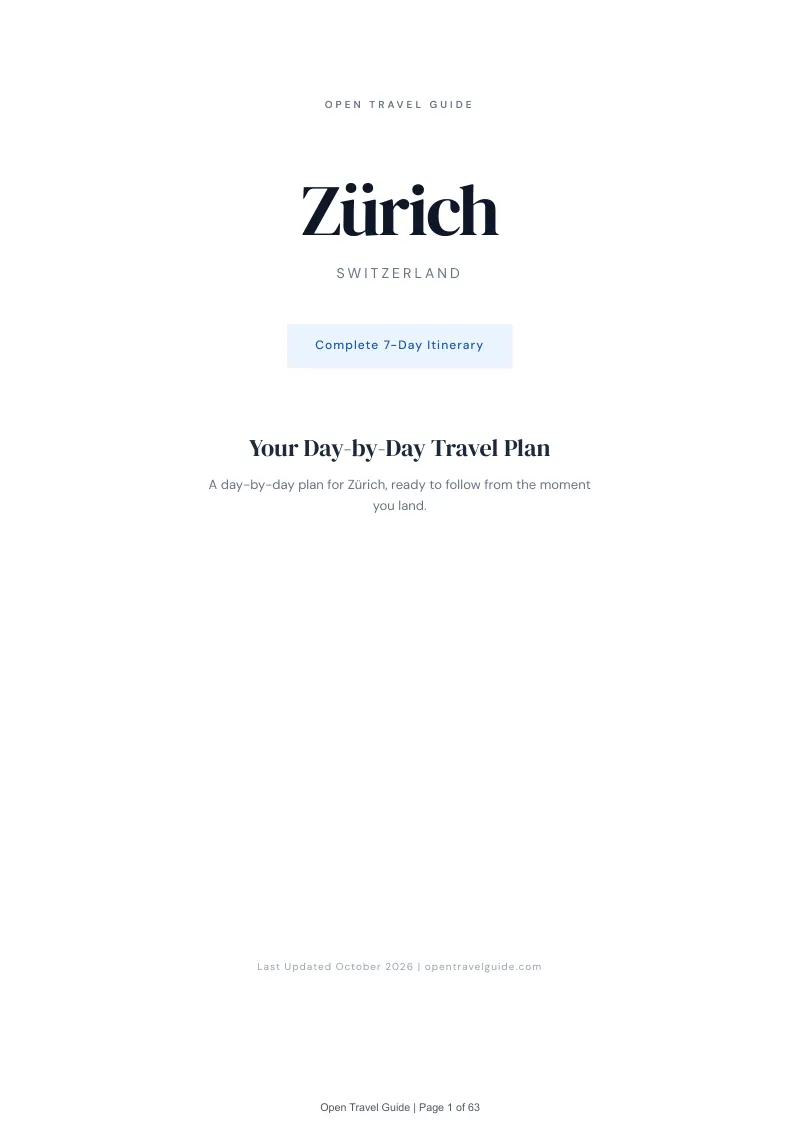 Zuerich 7-Day Itinerary: Cover
