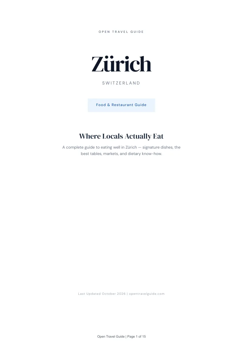 Zuerich Food & Restaurant Guide: Cover